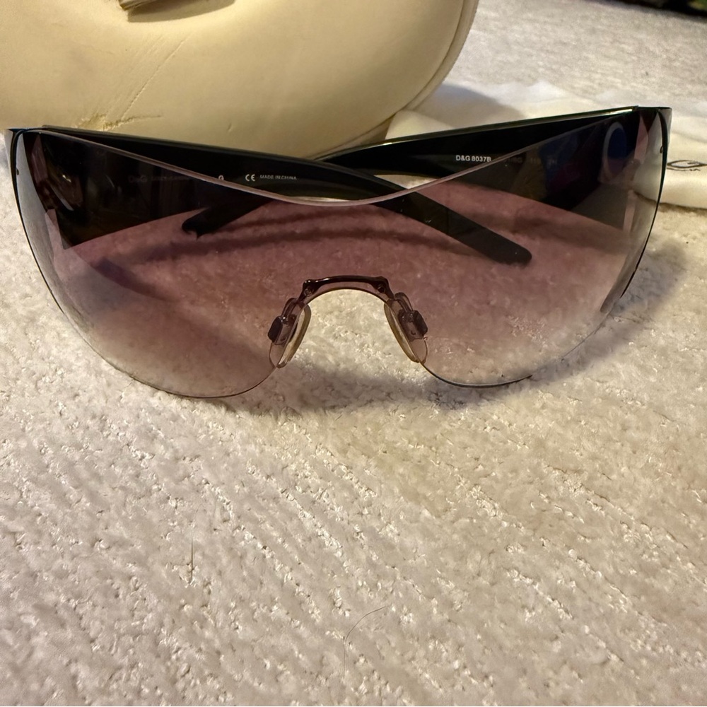 Vintage Authentic Dolce & Gabbana Sunglasses Model 8037B 501/8G With Case & Rag